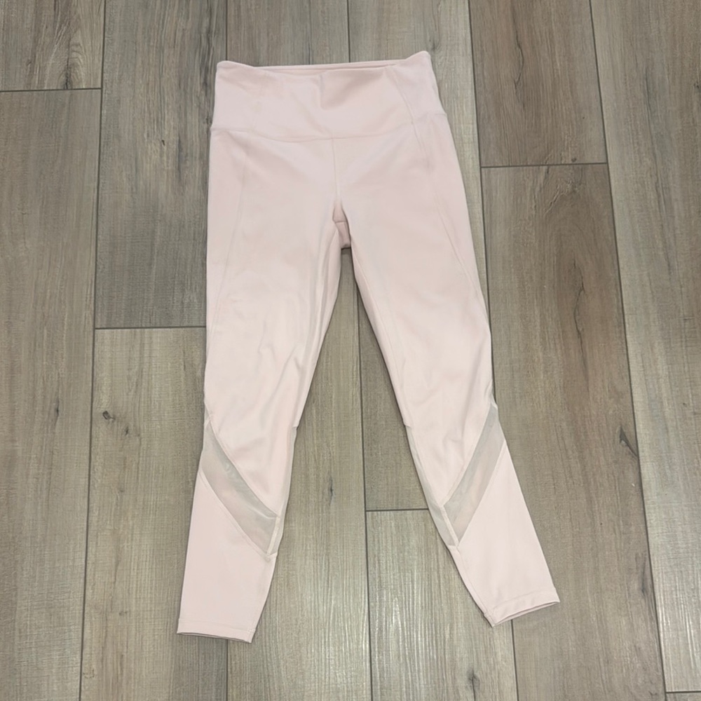 Athleta Blush Pink Leggings with Mesh Accents